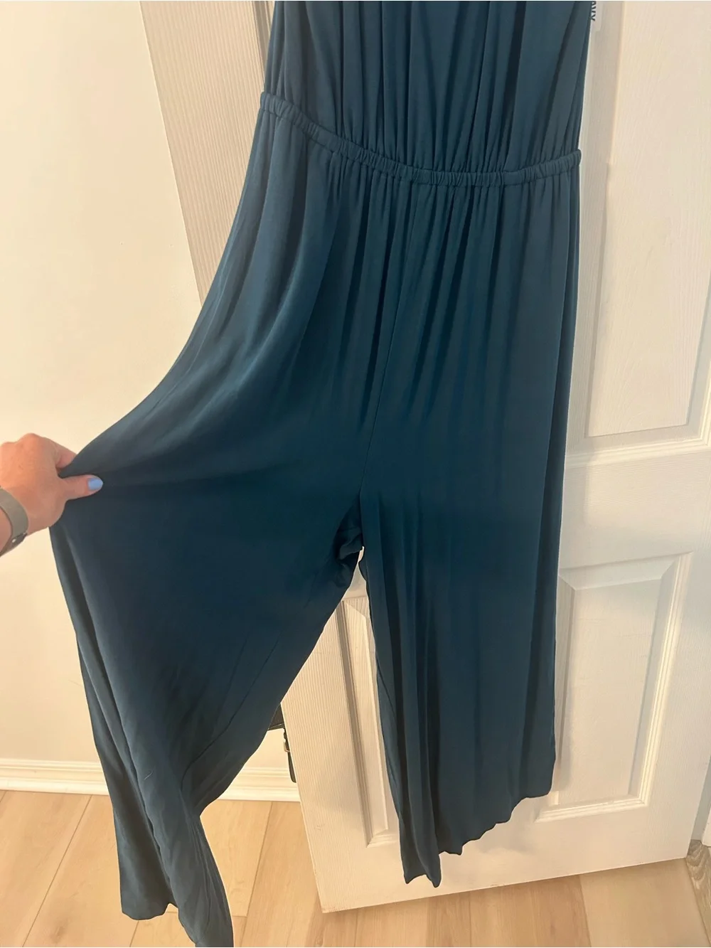 Old Navy Waist-Defined Halter Jumpsuit in the Tidewater (deep teal) TALL